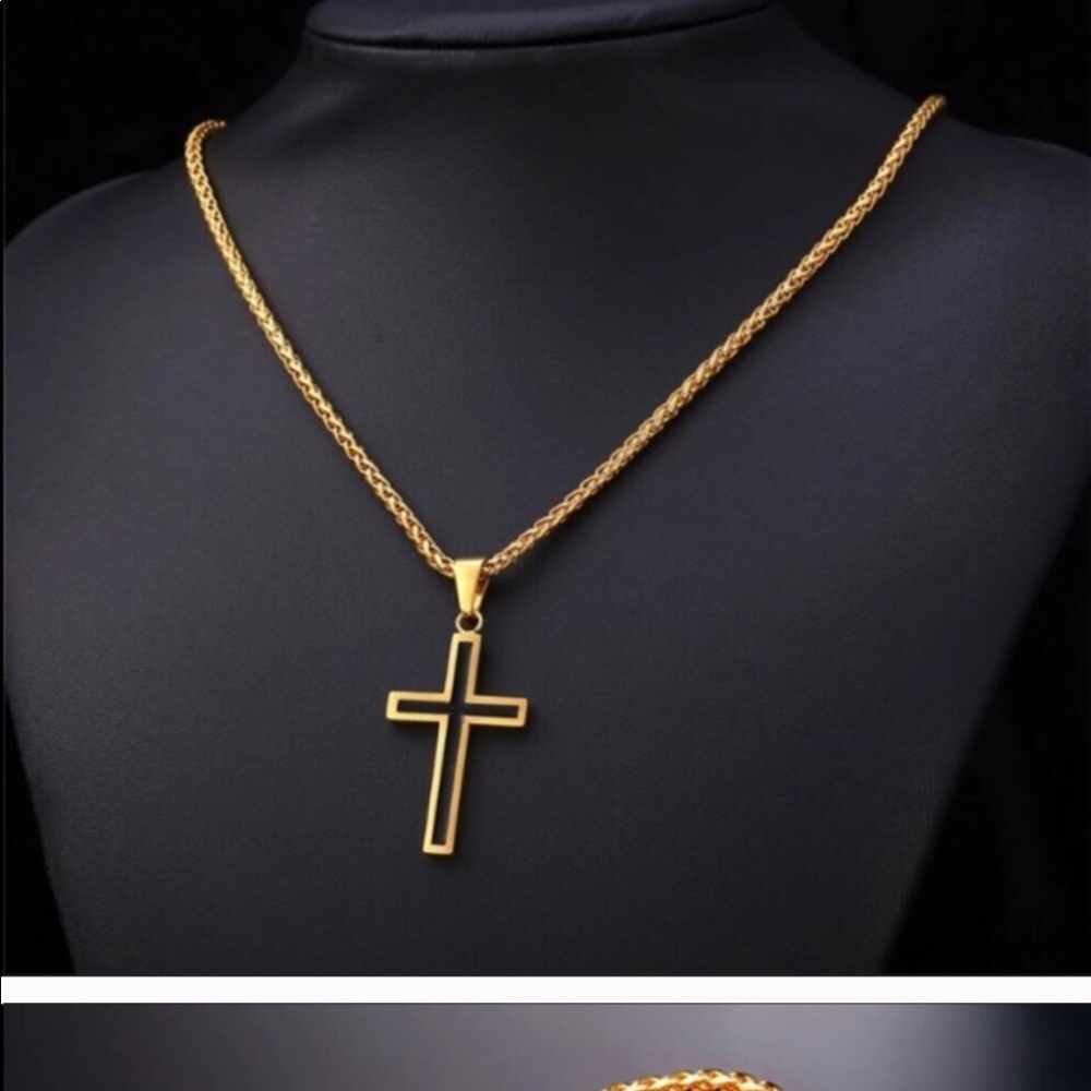 New 18k gold plating cross necklace